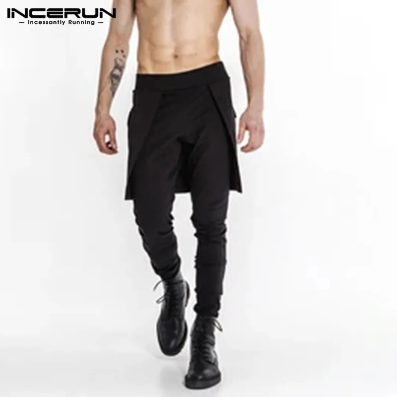 INCERUN Man Black Pantalones Fashion Pants Solid Color Trousers Pockets Pencil Joggers Mens Fitness Irregular Skirts Pants 5XL 7 INCERUN Man Black Pantalones Fashion Pants Solid Color Trousers Pockets Pencil Joggers Mens Fitness Irregular Skirts Pants 5XL 7