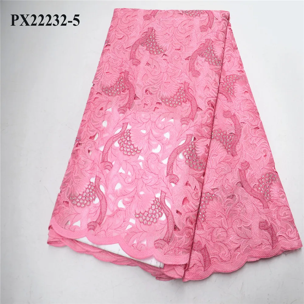 China Factory good price Double organza handcut lace fabric swiss voile cotton for lady big party
