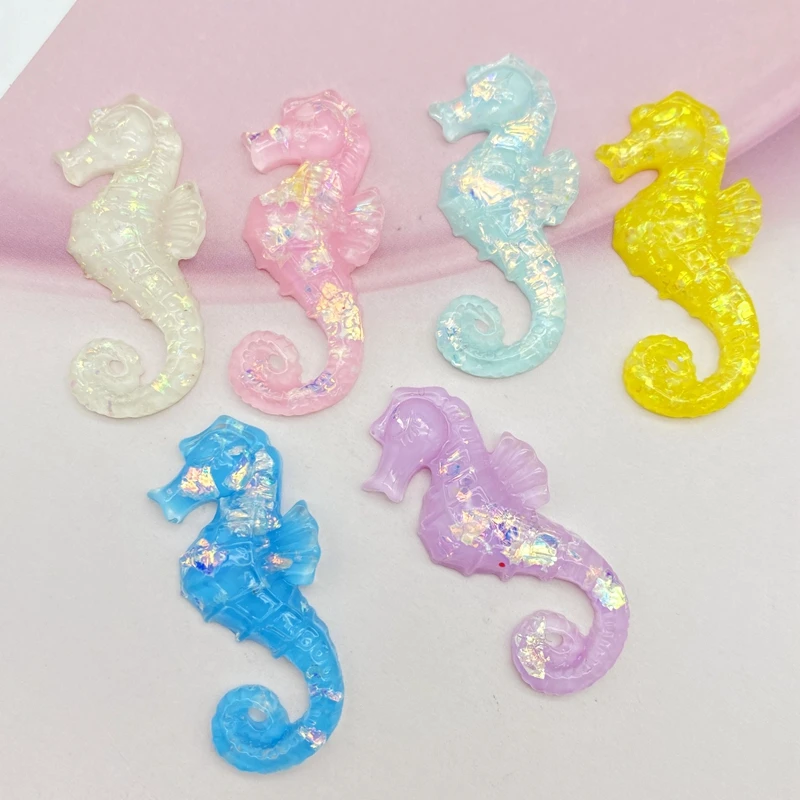 Kawaii Cute Mixed Cartoon Seahorse FlatBack Resin Cabochons 12Pcs Scrapbooking DIY Jewelry Craft Decoration Accessories G64