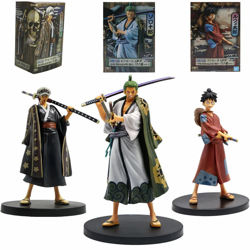 

New 18cm anime one piece Roronoa Zoro figurine Monkey D Luffy Trafalgar D Water Law PVC Action Figure Collection Model Toys Gift