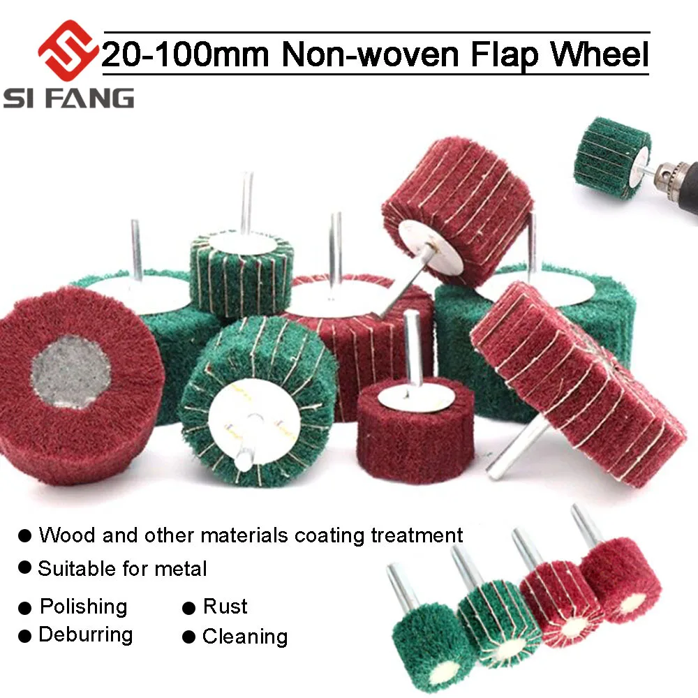 Non-woven Flap Wheel Abrasive Red Polishing Rotary Tool 180# 20-100mm New Green 