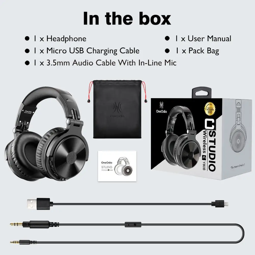 Oneodio sobre a Orelha Fones de Ouvido Estéreo com Fio Fone de Ouvido sem Fio Mic para o Telefone 5.0 com Cvc8.0 Bluetooth Esporte Aac - Image 6