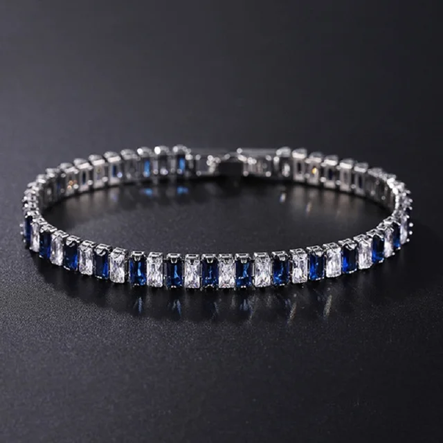 4mm Cubic Zirconia Green Tennis Bracelet Chain Bracelets For Women Men Gold Silver Color Hand Chain CZ Chain Homme Jewelry 3
