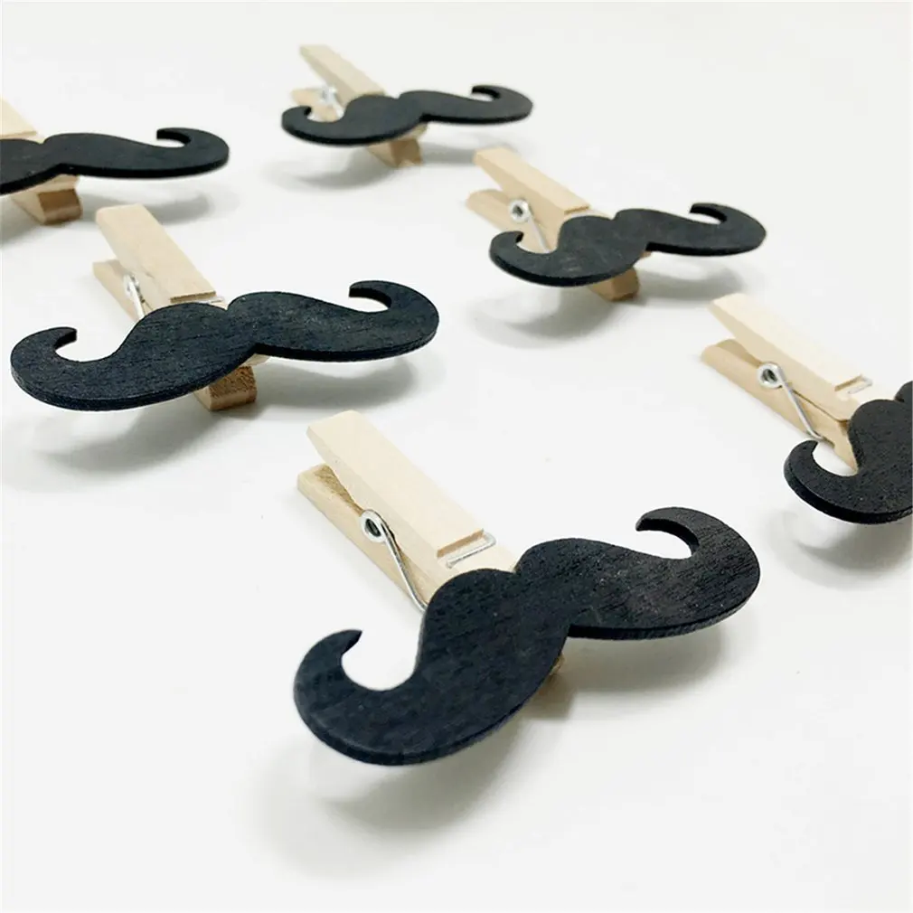 Wooden Crafts Creative Black Beard Clip Mini Wood Clip Diy Handmade Accessories Home Decoration Small Wooden Clip