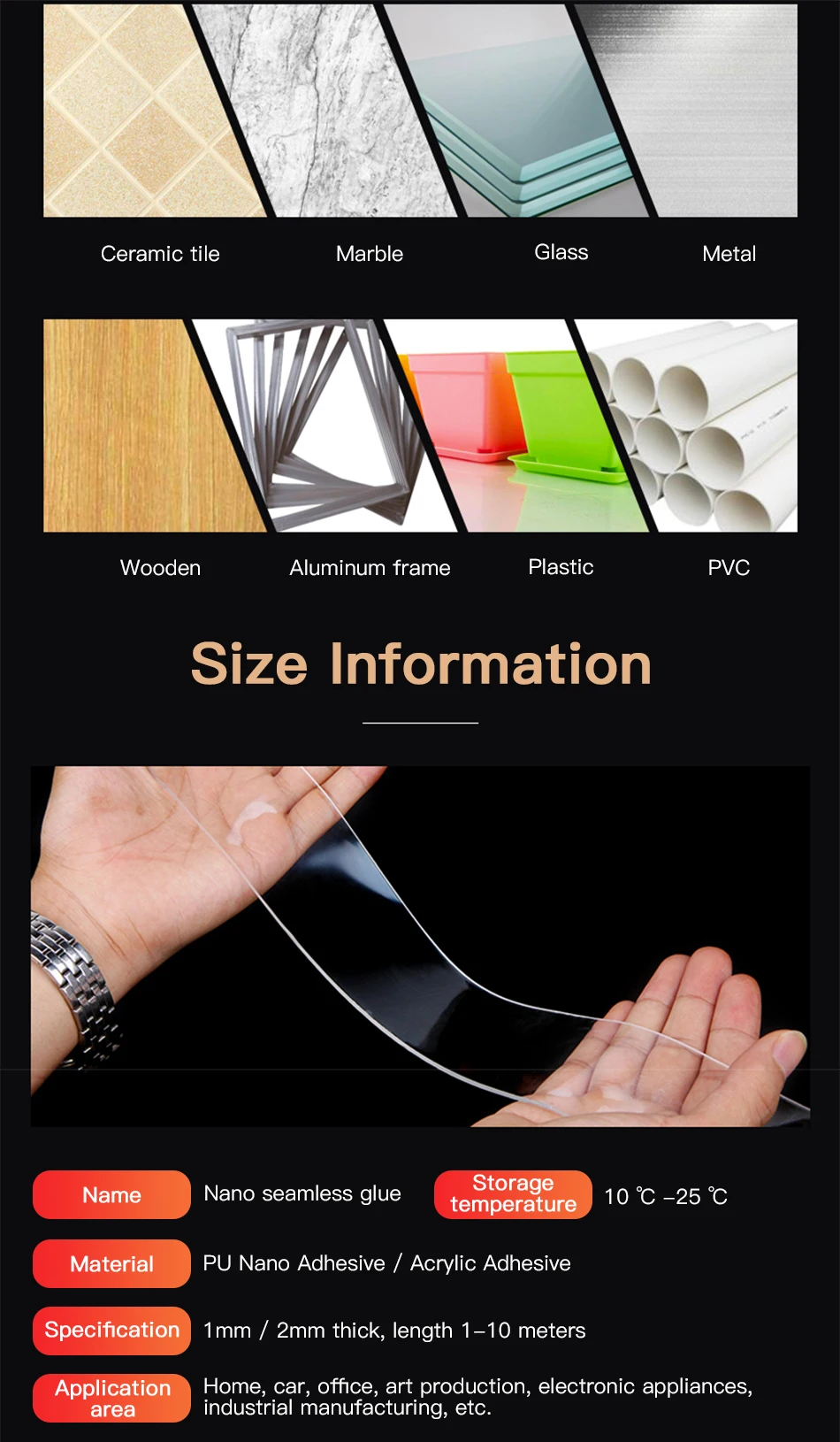 !ACCEZZ Nano Tape Magic Adhesive Tape Multi-Function Mobile Phone Sticker Stand For iPhone X Car Paste Gel Pad Flexible Bracket (15)