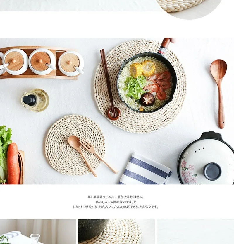 Japanese-style Natural Corn Fur Woven Placemat Thickened Thermal Insulation Tea Mat Table Mat Heat-resistant Casserole Dish Mat
