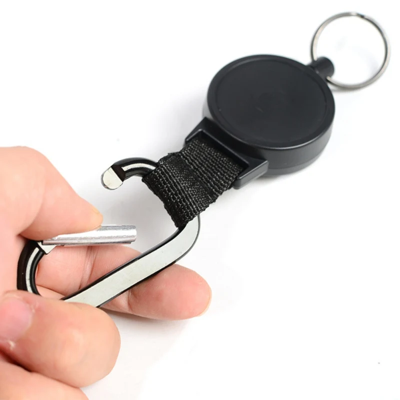 

Resilience Steel Wire Rope Elastic Keychain Anti Lost Keyring Camping Travel Buckle Retractable Alarm Key Ring With Carabiner