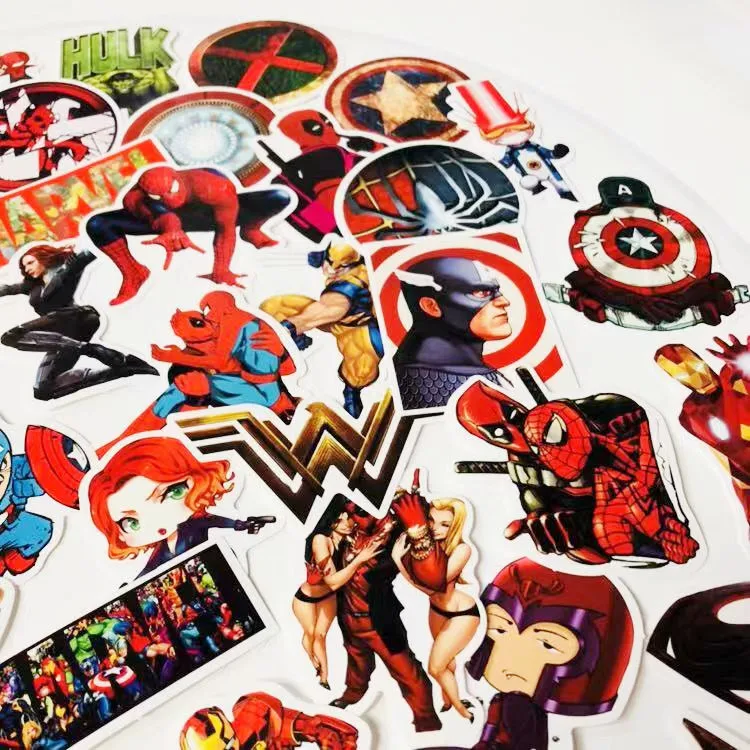 50 Marvel dс Герой Супермен Человек-паук Железный человек Наклейки водостойкая клейкая бумага крутая сумка для компьютера наклейки