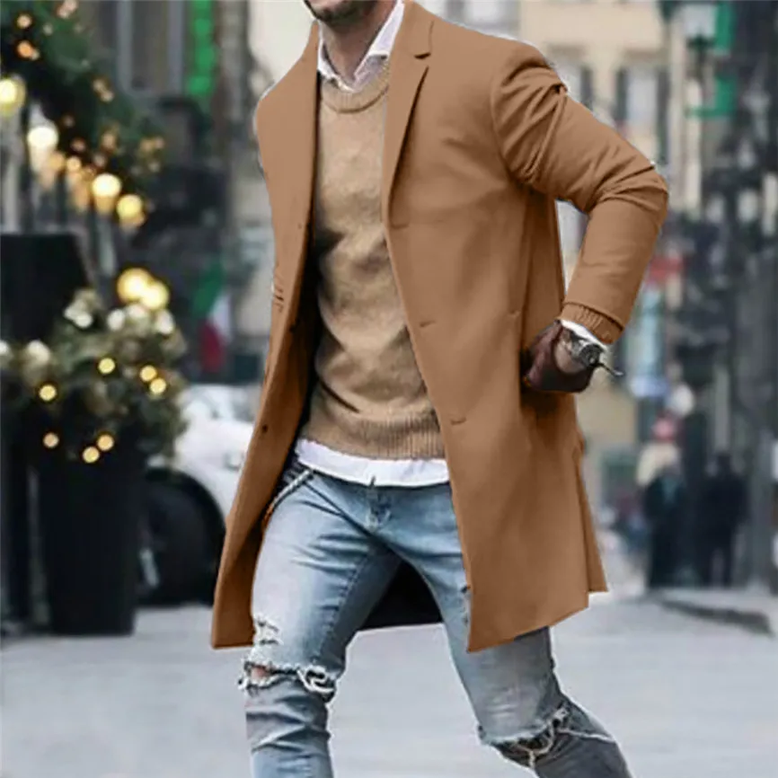 Autumn Winter Mens Brand Fleece blends Jacket Male Overcoat Casual ...