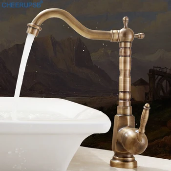 

Misturador Banheiro Bathroom Hot Cold Water Mixer Faucet Retro Brushed Tap Antique Faucets Deck Mounted Taps Wastafelkraan K023