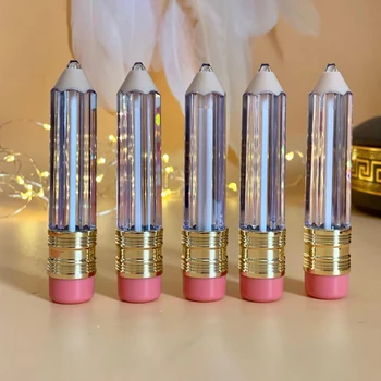 

Empty Lip Gloss Tube Container Clear Lip Balm Tubes Pencil Shape Lipstick Refillable Bottles Vials Mini Cosmetic DIY
