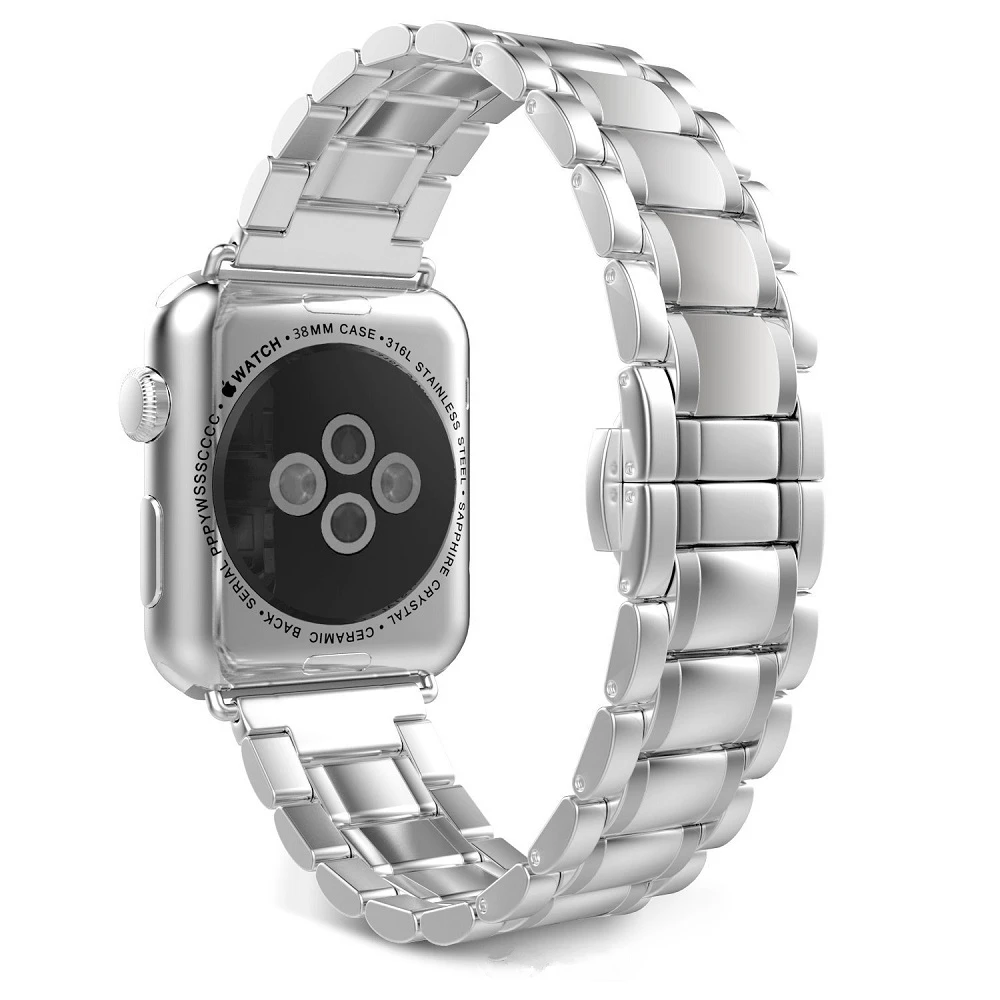Silver Браслет pulseira для apple watch, браслет из нержавеющей стали для iwatch i, ремешок для часов серии 5, 4, 3, 2, 1, браслеты 44 мм, 40 мм, 42 мм, 38 мм - Цвет ремешка: Silver