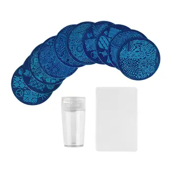 

10pcs Nail Plate + 1pc Silicone Seal Nail Art Stencils Stamping Template Polish Print Image Plate DIY Decoration Manicure Tools