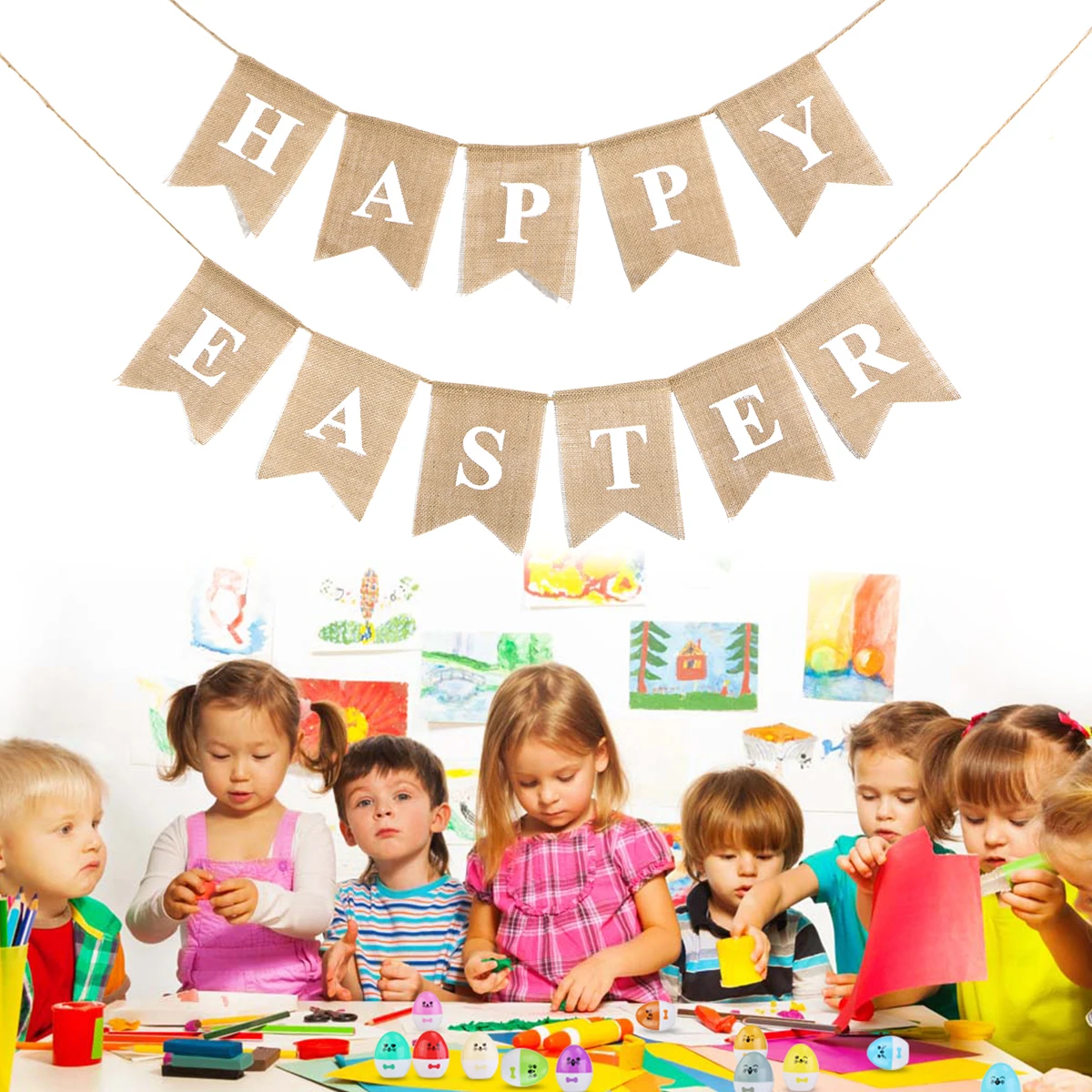 2 метра пасхальные украшения для домашнего декора баннеры из мешковины винтажный