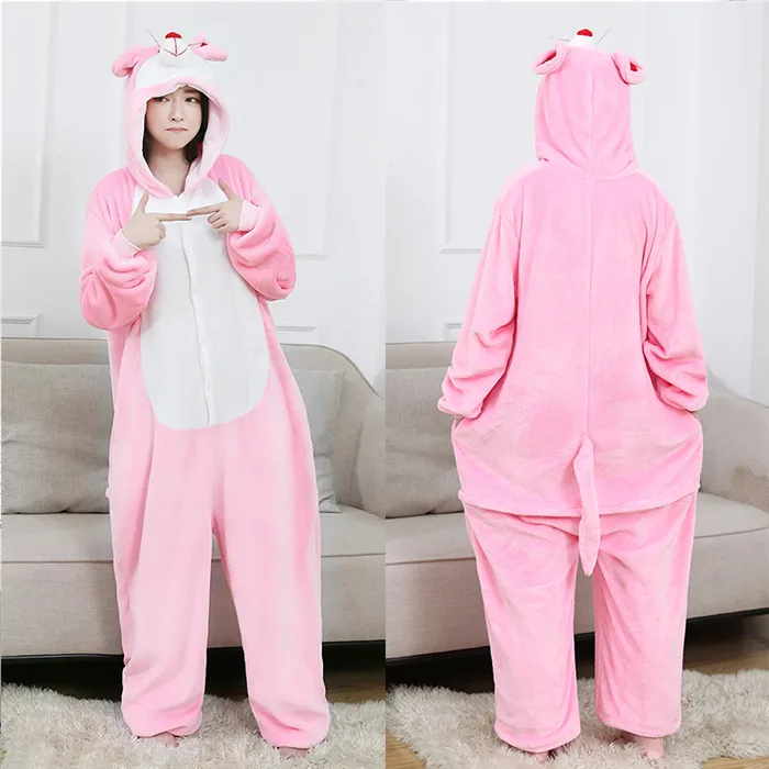 Pink Mouse KIGUCOS, фланелевые теплые пижамы для женщин, зимняя Пижама, комбинезоны, унисекс, мультяшные костюмы, подарок на год, милая Пижама - Цвет: Pink Mouse