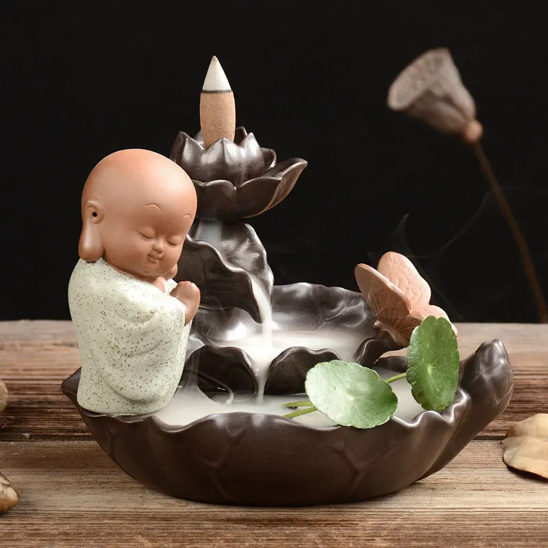 

2019 Encens Humidifier Shipping Lotus Leaf Ceramic Backflow Aromatherapy Furnace, Buddhist Articles And Crafts For Small Monks