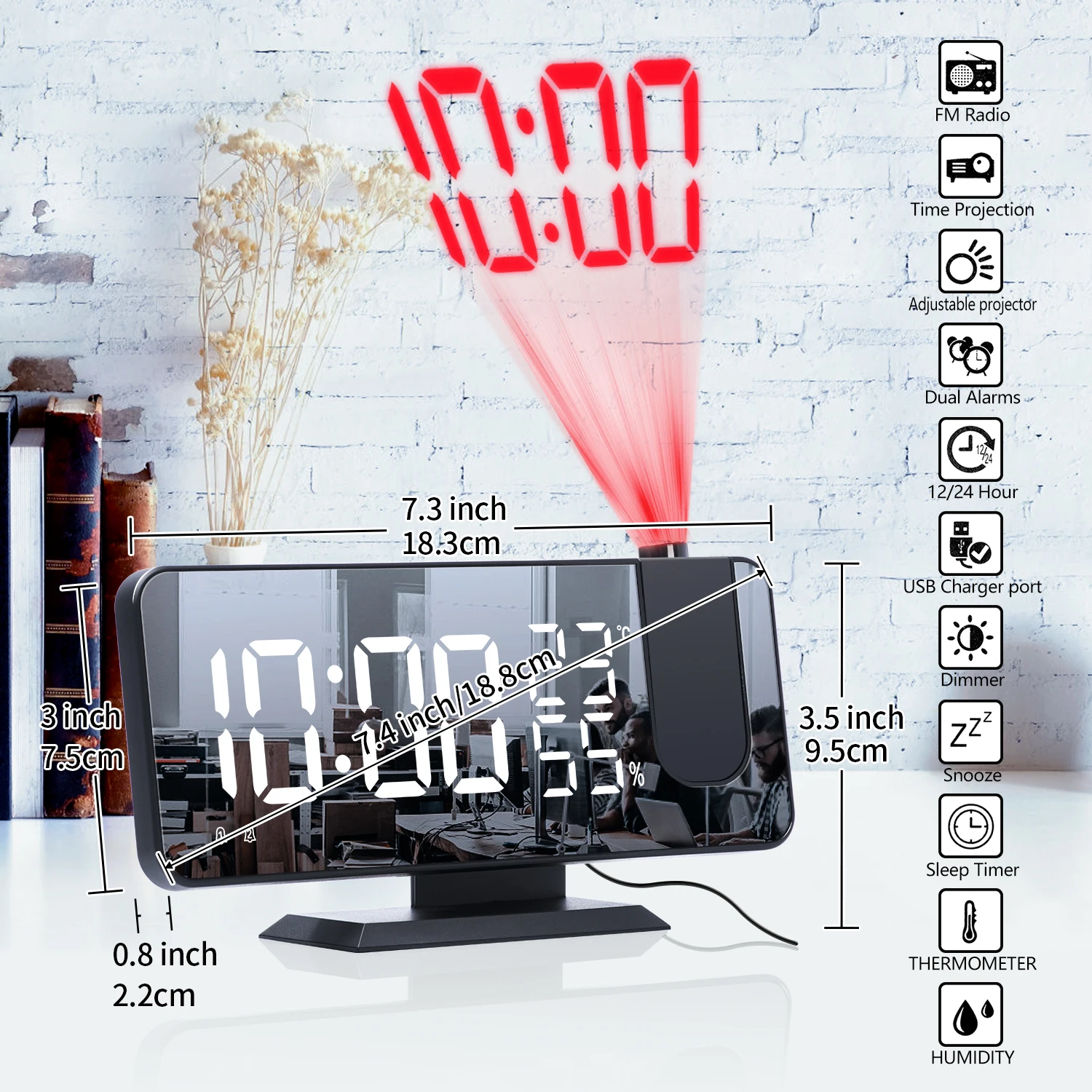 Home LCD Digital Projection Snooze  Alarm Clock Weather Calendar Backlight Z1F0 