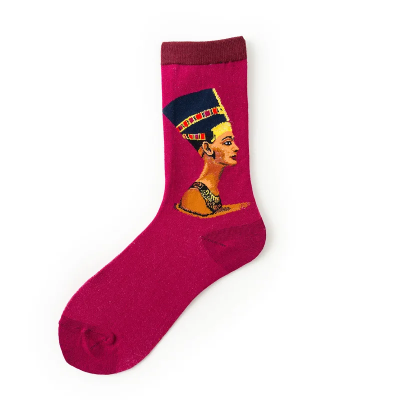Хлопковые носки для мужчин, звездная ночь, зима, Ретро стиль, для женщин, индивидуальные художественные носки Ван Гога, носки с масляной росписью, забавные счастливые носки, мужские носки - Цвет: 6