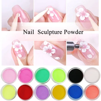 

12 Colors Acrylic Powder Nail Decoration For Nail Art Powder Sparkle Dust Acrylic UV Powder Dust Carving Sculpture Pigment SJF02