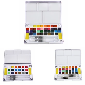 

18/24/36 Colors Solid Pigment Watercolor Paints Set with 2 Brush Pen WaterColor Paint Set For Professional Painting Art Supplies