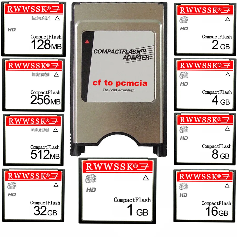 Промышленный компактный флэш-карта cf для pcmcia 128MB 256MB 512MB 1GB 2GB с pcmcia для ЧПУ IPC числового управления