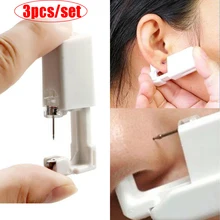 3 pc/set orelha indolor descartável piercing ferramenta de punção estéril sem inflamação para brincos clipes nariz orelha piercing gun