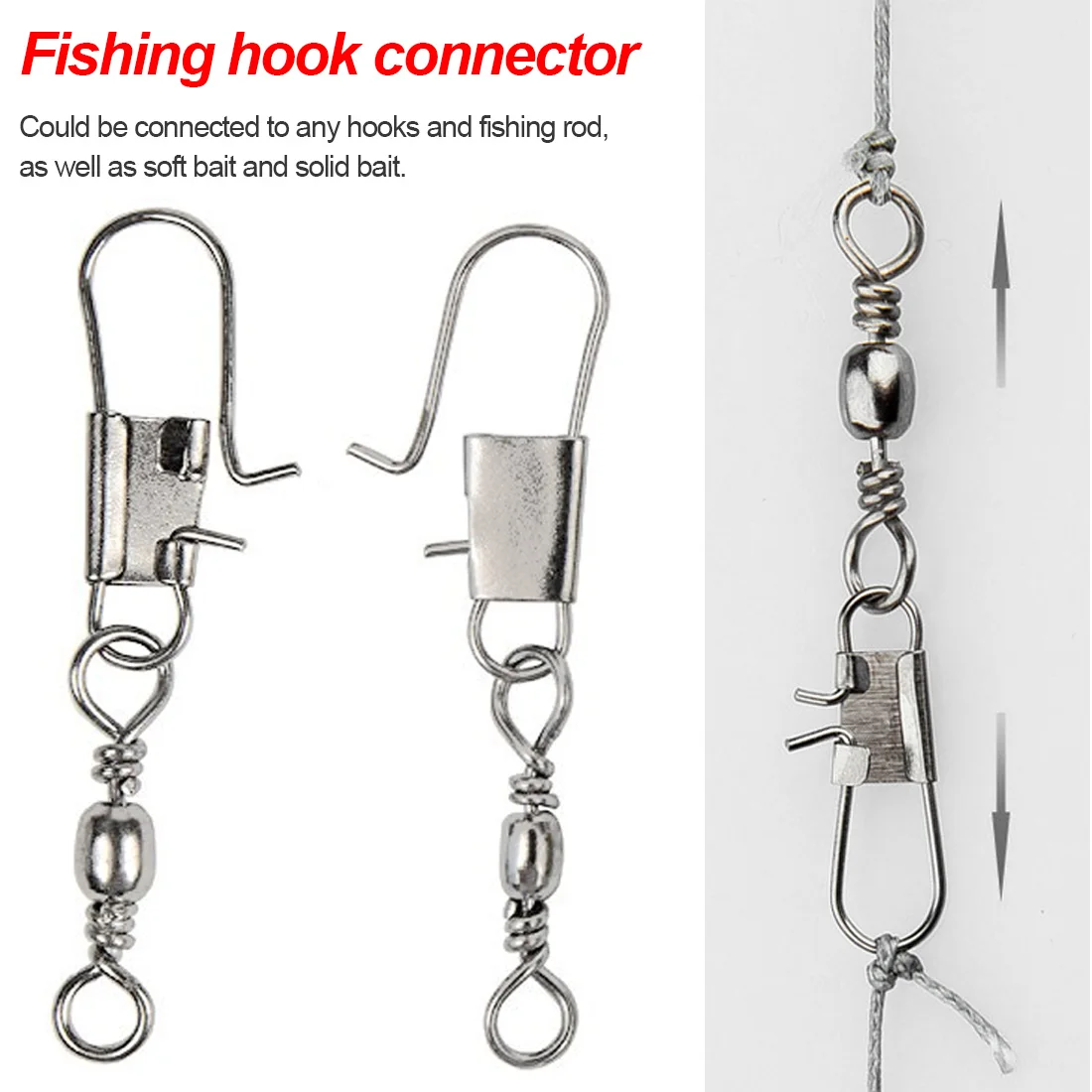 

30PCS 2# 4# 6# 8#10# 12#14# Stainless Steel Fishing Connector Pin Bearing Rolling Swivel Snap Pins Fishing Tackle Accessories