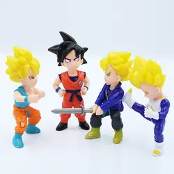 4 шт. Dragon Ball Goku Super Saiyan Trunks Вегета из ПВХ Вегета Фигурки Коллекционная модель игрушки 11 см украшения торта