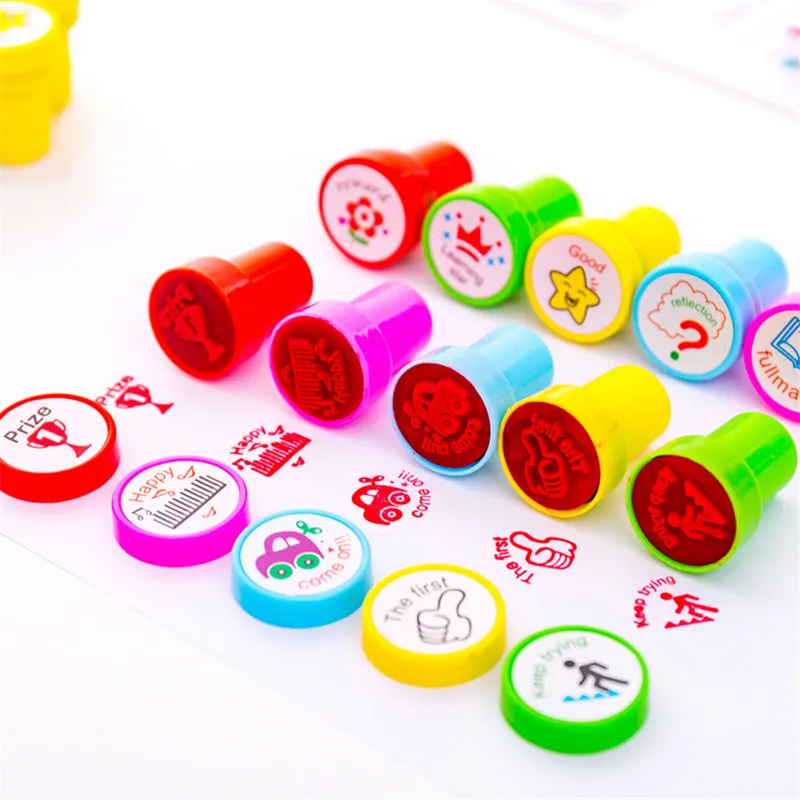 

Rubber Stamp Children's Scrapbook Cut student reviews Cartoon stamp set DIY Teachers Praise Reward Stamps 10Pcs /lot