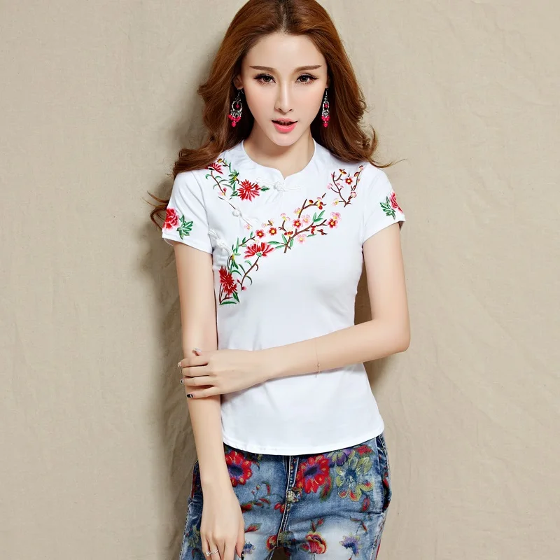 Traditional Chinese Clothing for Women Tang Chinese Style Shirt Female Short Sleeve Summer Cheongsam Top 4XL 5XL