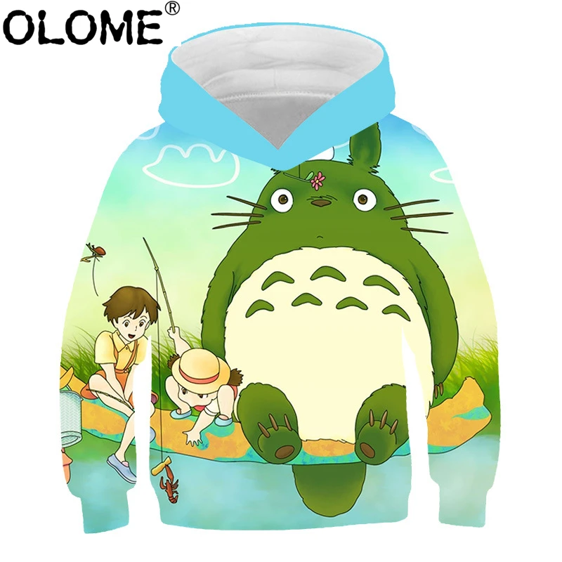 Толстовки Totoro для девочек Осенний свитшот мальчиков большие размеры уличная