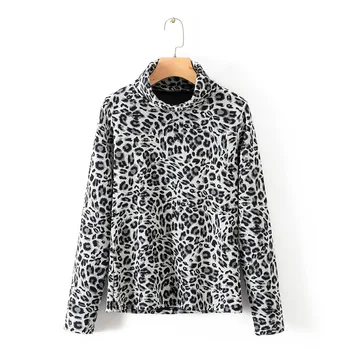 

Winter Leopard Sweater Thick Warm Women Knitted Pullovers Turtleneck Long Sleeve Europe and America Style Casual Tops Feminine