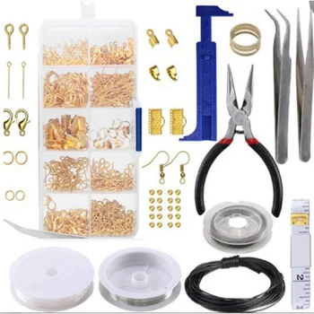 

10 Grid Jewelry Making Kit Repair Tool Findings And Beading Necklace Materials DIY Metal Supplies With Accessories Adults Wires