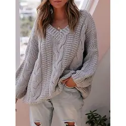 2019 хит продаж wishebay AliExpress женское платье Свободный свитер с v-образным вырезом 182