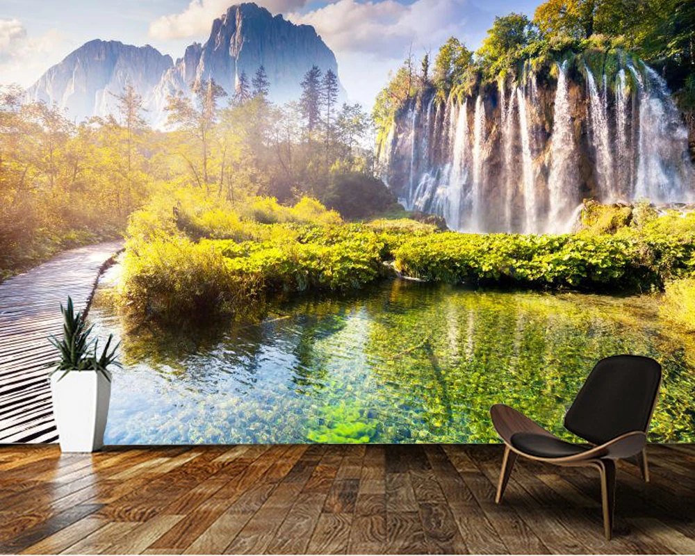 Papel De Parede Waterfall Water In Plitvice Lakes National Park Nature  Landscape 3d Wallpaper,living Room Tv Wall Bedroom Mural - Wallpapers -  AliExpress