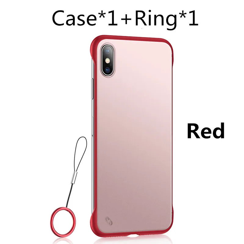 KoisAcase выполненные Прозрачный матовый жесткий чехол для телефона для samsung S8 S9 S10 Plus Note 8, 9, 10, A50 A60 A70 A80 чехол для телефона с кольцевым - Цвет: Red Case and Ring