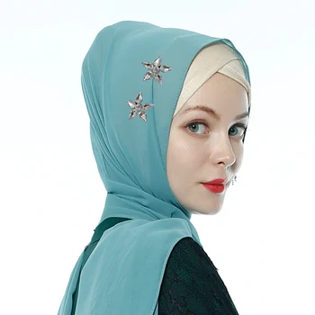 

Chiffon Diamonds Jersey Hijab Abaya Dubai Muslim Scarf Women Turban Turbante Mujer Jilbab Foulard Femme Musulman Hijabs Hoofdoek