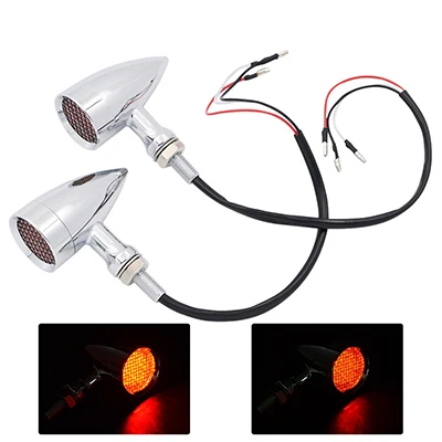 Chrome Red Light Мотоцикл 12 В поворотники светодиодный светильник для Harley Chopper Кафе Racer Cruiser Bobber Kawasaki M10 Thread - Цвет: Chrome Red Light