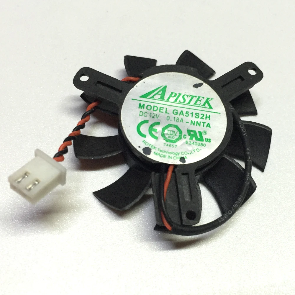 

For APISTEK GA51S2H -NNTA DC 12V 0.18A diameter 45mm 2-wire Graphics card Fan