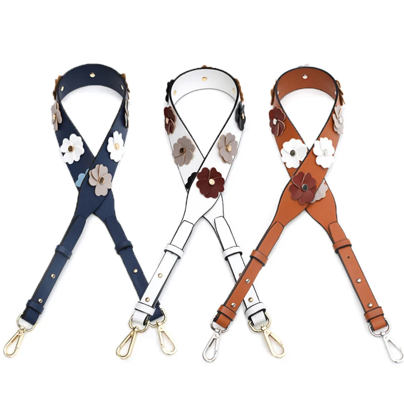 

Luxury Bag Strap Women Shoulder Leather Belt 2019 New Fashion Flower Adjustable Handbag Belts Travel Crossbody Accessories Strap