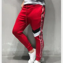 Мужские спортивные штаны для бега, мужские спортивные штаны в стиле хип-хоп, мужские спортивные штаны для фитнеса, красные лоскутные брюки, спортивные брюки для фитнеса