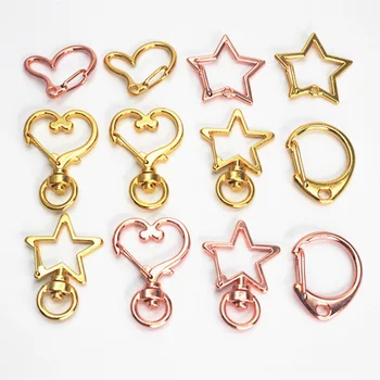 

50Pcs/Lot Gold Rose Gold Key Chain Basic Accessories Keyring Pentagram Star Keychains Waist Buckle Women Bag DIY Charms Findings