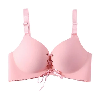 

3/4 cup Women Sexy Lingerie Smooth Straps No Trace No Steel Ring Solid Color Gathered Bra