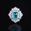 Classic Square Synthetic Paraiba Tourmaline Stone Female Ring Bridal Engagement Jewelry Dainty Costume Accessories Popular Gifts