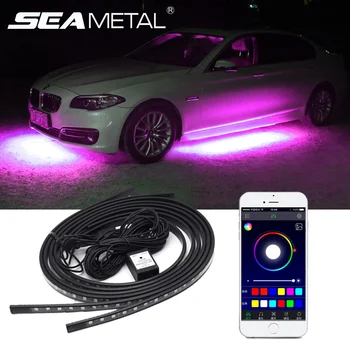 

12V led Under Car Light Car Underglow Flexible Strip RGB Colorful Decorative Lamp APP/Remote Control Underbody System Neon Light