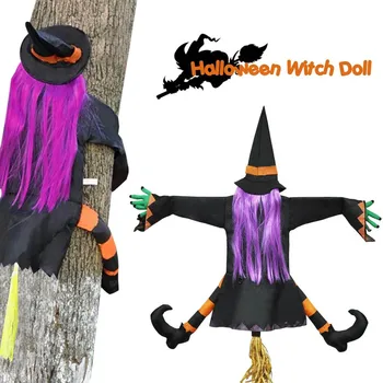 

Crashing Witch Into Tree Halloween Decoration Door Porch Tree Decoration Props Crashed Witch - Outdoor Halloween Decorations
