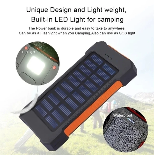 Top Solar Power Bank 5000mAh Waterproof Case Kits Dual USB Smartphone Battery Charger External Box Flashlight Powerbank for i13 6