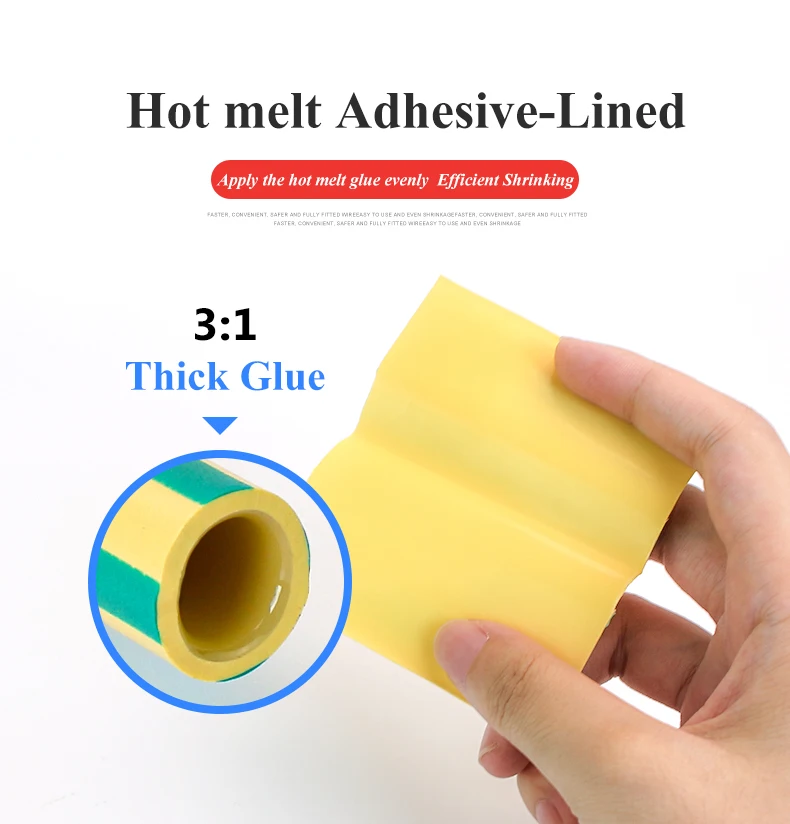 Description Picture 5 of item1M 3:1 Heat Shrink Tube with Glue Adhesive Lined Dual Wall Tubing Sleeve Wrap Wire Cable Kit Yellow Green Dual Wall