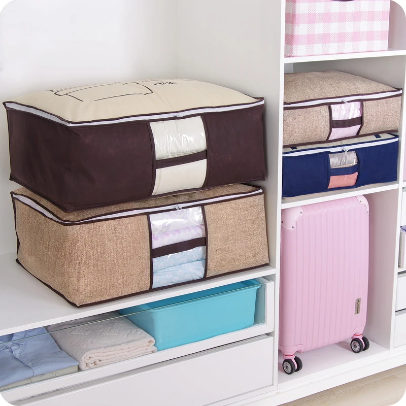 under bed storage quilt blanket clothing clothes foldable storage bag box under bed Bedding underbed storage dorm room organizer 4