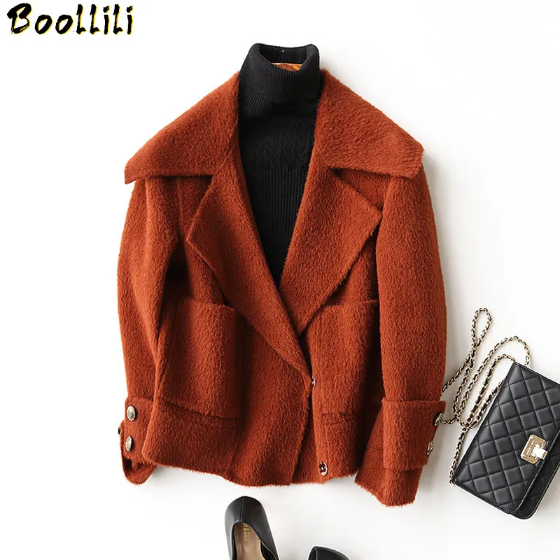 

Boollili 2020 New Autumn Winter Wool Coat Female Alpaca Cashmere Coats Casual Short Woolen Jackets For Women Overcoat